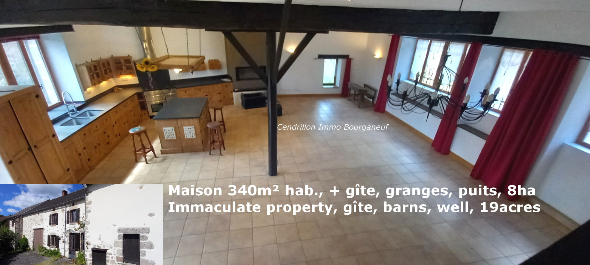 Propriété rénovée~340m2 habitables comprenant :  Maison gran